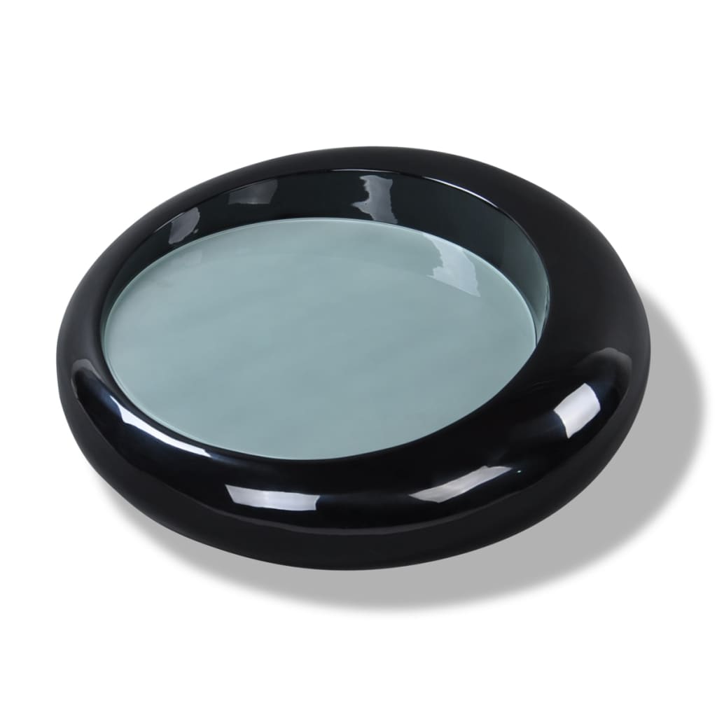 vidaXL Coffee Table Fibre Glass High Gloss Black 77 cm