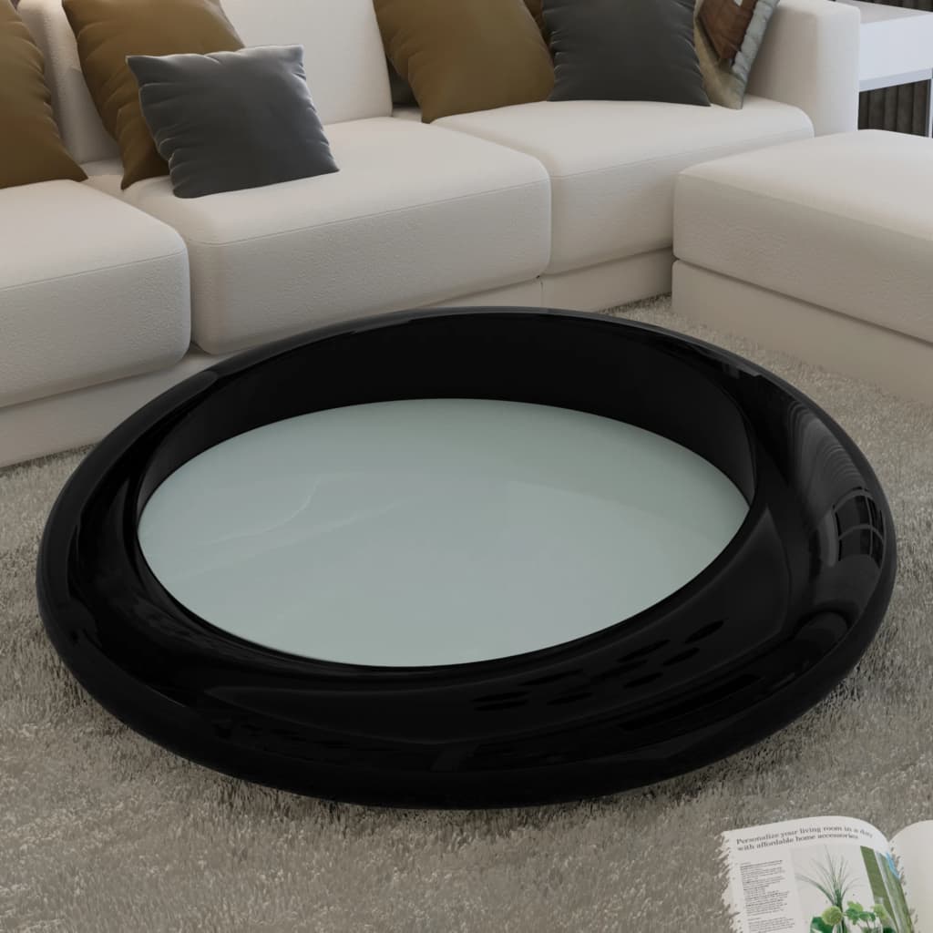 Niedriger Couchtisch Fiberglas Hochglanz Schwarz 77 cm kaufen