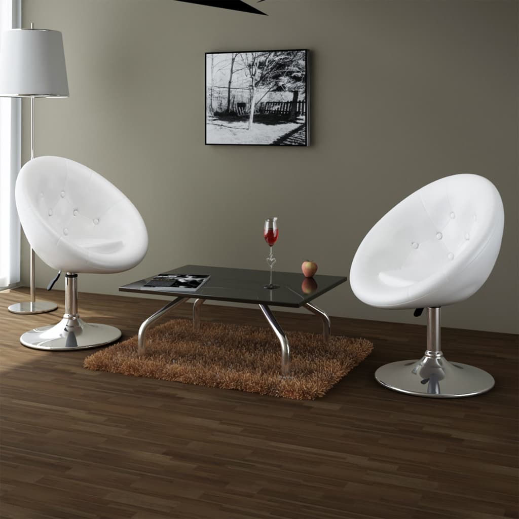 Chaises de bar lot de 2 blanc similicuir