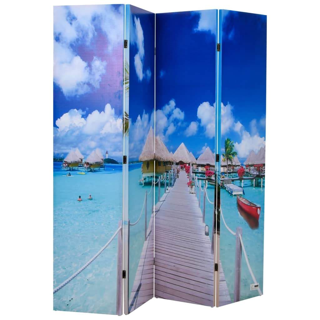 vidaXL Zložljiv paravan 160x170 cm plaža