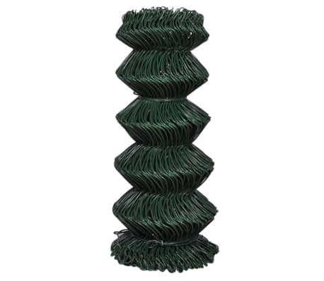 vidaXL Плетена оградна мрежа, стомана, 0,8x15 м, зелена