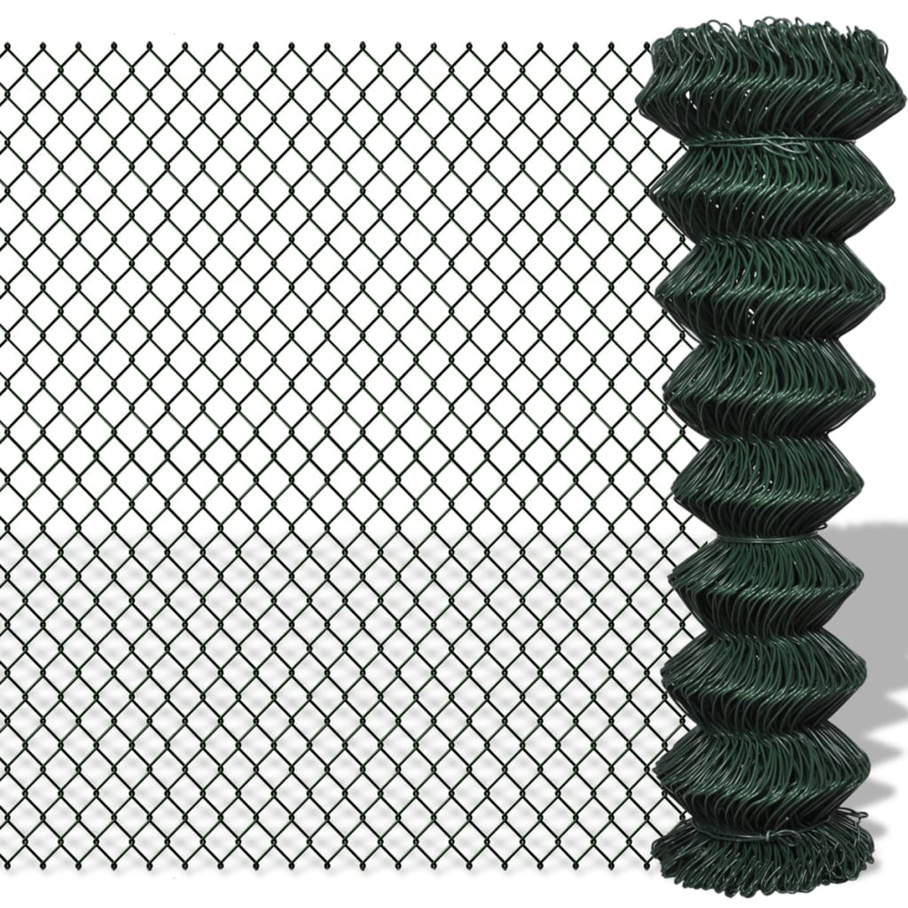 

vidaXL Chain Link Fence Steel 4.9'x49.2' Green