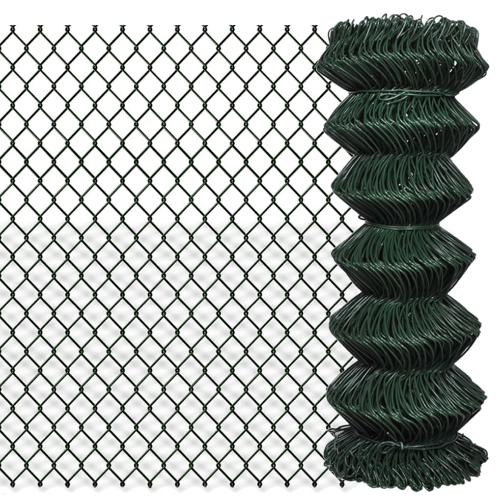

vidaXL Chain Link Fence Steel 3.3'x82' Green