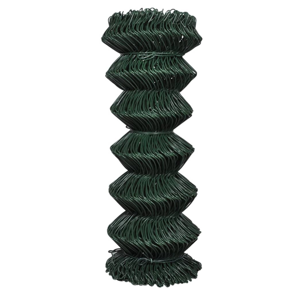 vidaXL Плетена оградна мрежа, стомана, 1x25 м, зелена