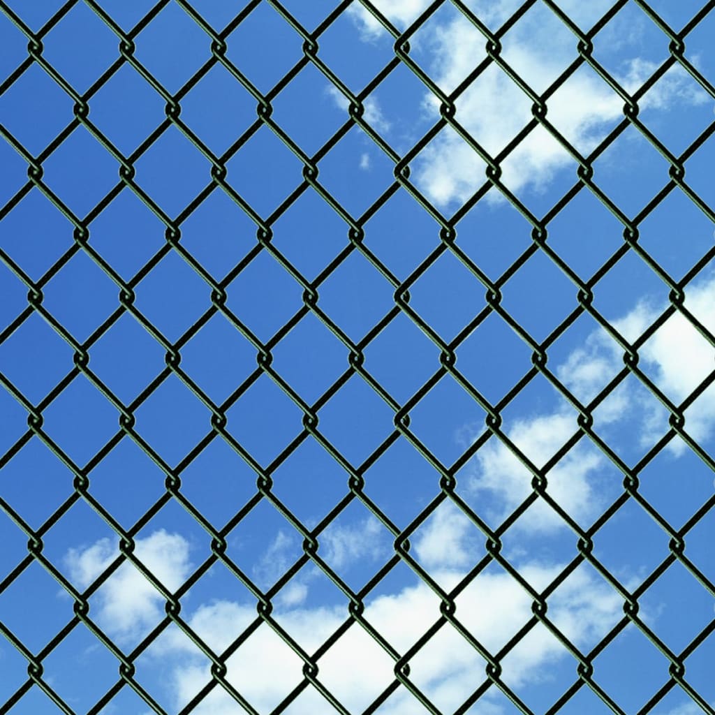 vidaXL Gard de legătură din plasă cu stâlpi, verde, 1,25 x 15 m, oțel