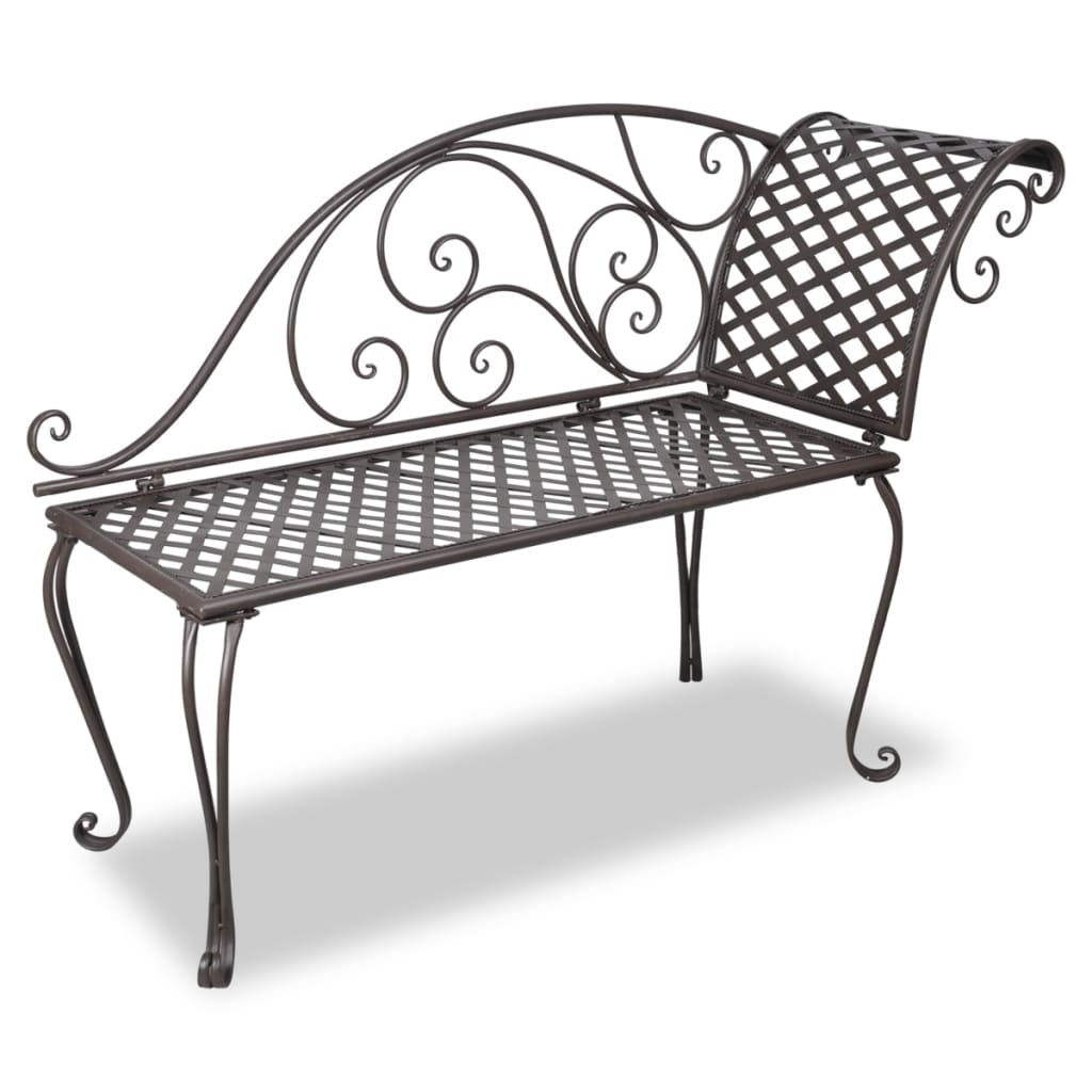 Image of vidaXL Garden Chaise Lounge 128 cm Steel Antique Brown