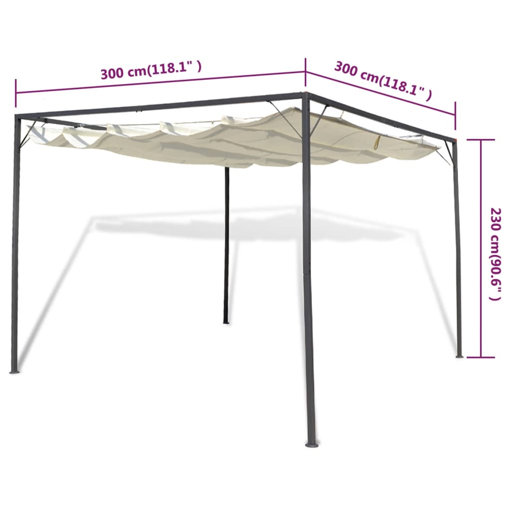Gazebo Patio Pavilion Canopy Party Tent with Retractable Roof Taupe vidaXL