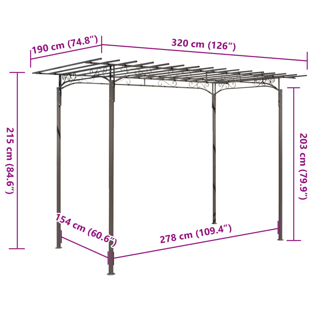 Arco Pergola Da Giardino Per Rose In Acciaio Decorazione Giardino VidaXL 14 width=274