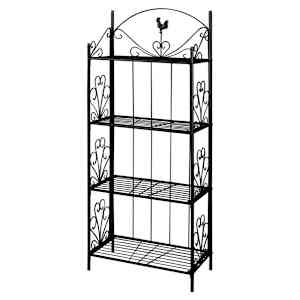 Kvadratno vrtno stojalo s policami za rože Črne barve