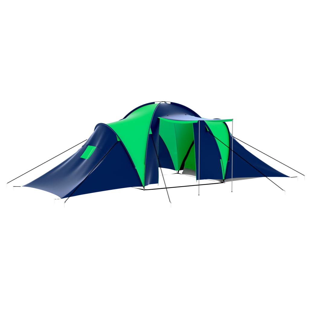 5: vidaXL campingtelt stof 9 personer blå og grøn