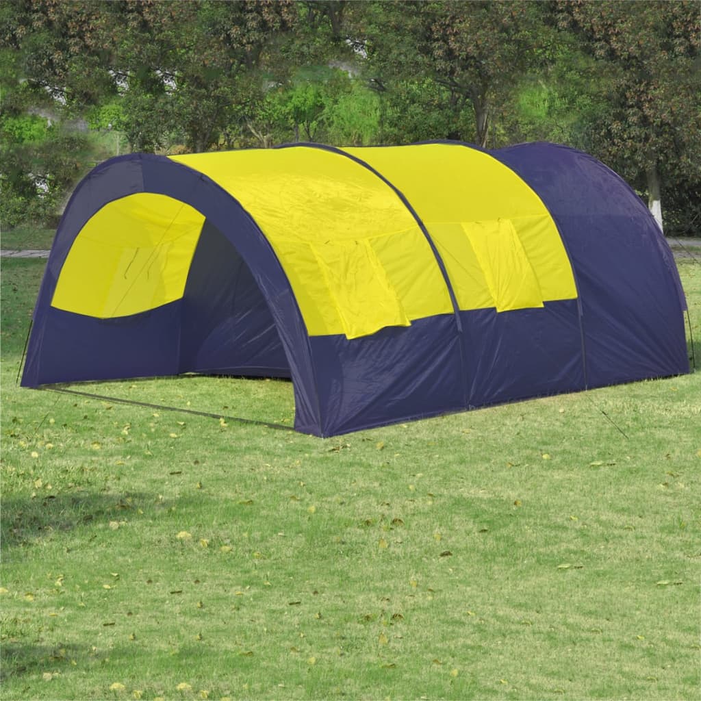 Cort pentru camping din poliester, 6 persoane, Albastru/ Galben vidaXL imagine model 2022