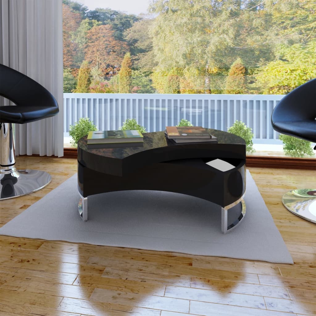Konferenční stolek s nastavitelným tvarem, černý s vysokým leskem
