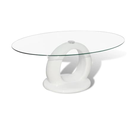 vidaXL kafijas galdiņš, spīdīga stiklašķiedra, balts