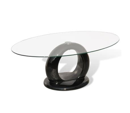 vidaXL kafijas galdiņš, spīdīga stiklašķiedra, melns
