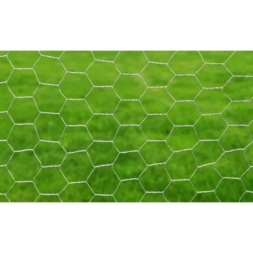 vidaXL ezüst horganyzott acél csirkeháló drótkerítés 25 x 0,5 m