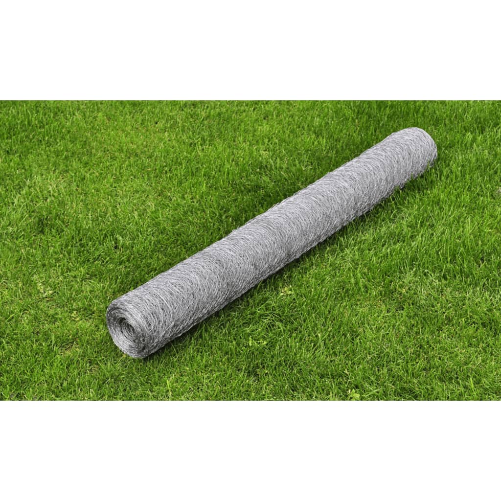 Chicken Wire Fence Galvanised Steel 25x1.5 m Silver vidaXL