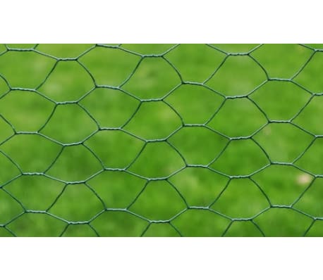 vidaXL Chicken Wire Fence with PVC Coating 25x0.5 m Green