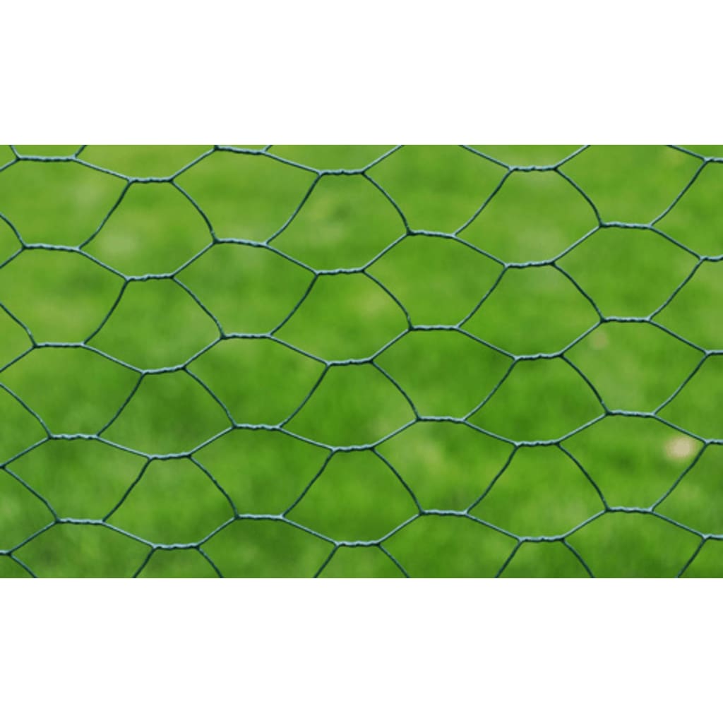 Zöld PVC-bevonatú csirkeháló drótkerítés 25 x 0,5 m 