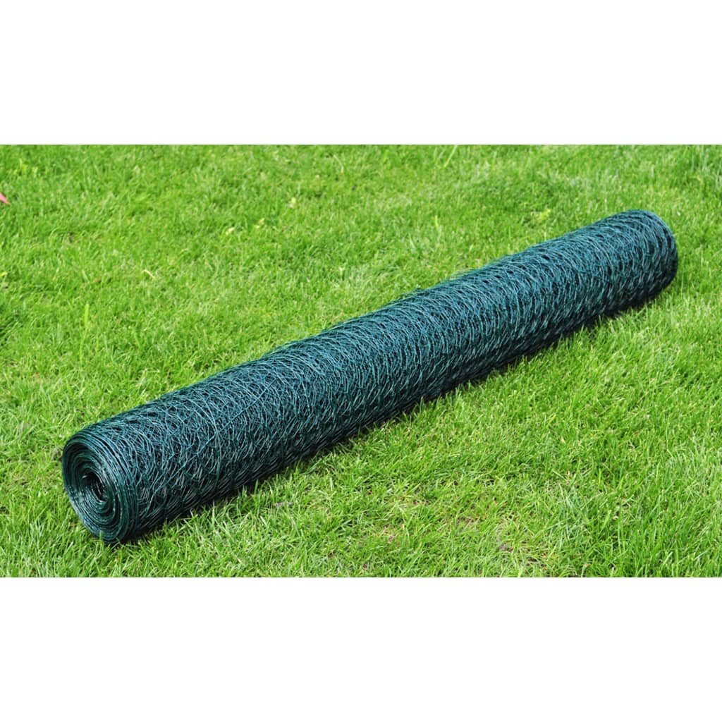 vidaXL Plasă de sârmă găini, verde, 25 x 0,75 m, cu înveliș PVC