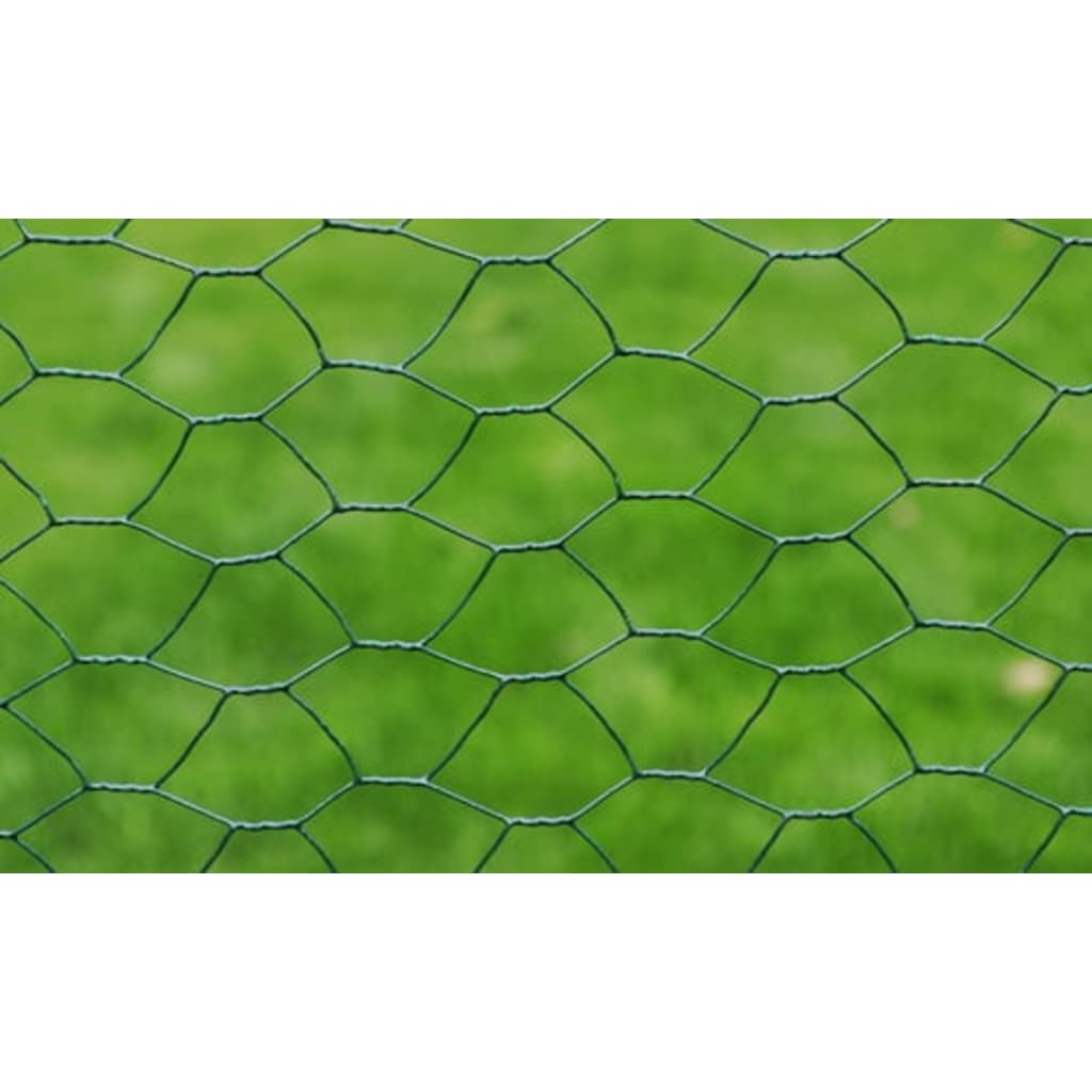 Zöld horganyzott csirkeháló drótkerítés PVC bevonattal 25 x 1 m 