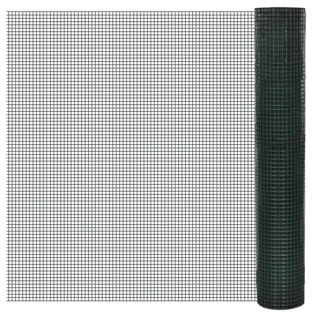 vidaXL Kanaverkko galvanoitu PVC pinnoitteella 10×1 m vihreä