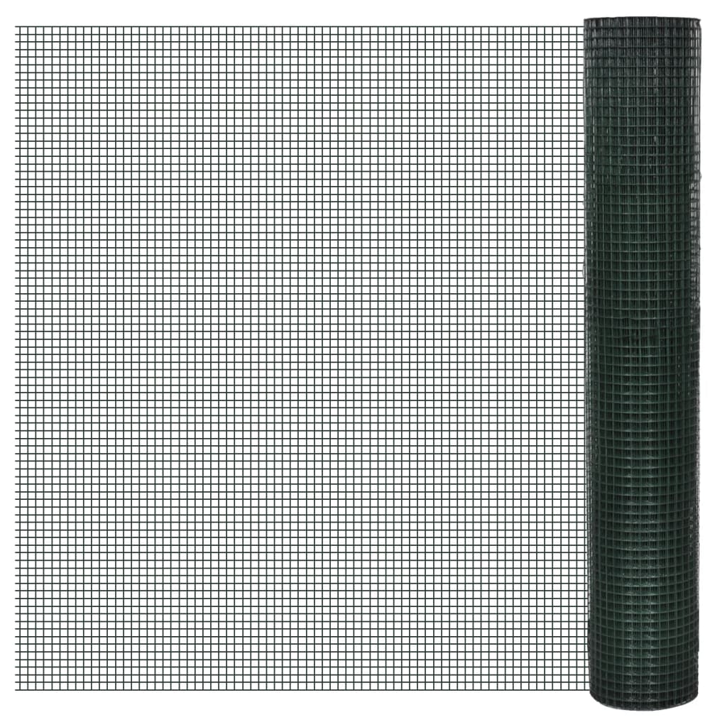 vidaXL Plasă de sârmă găini, verde, 10 x 1 m, oțel galvanizat cu PVC imagine vidaxl.ro