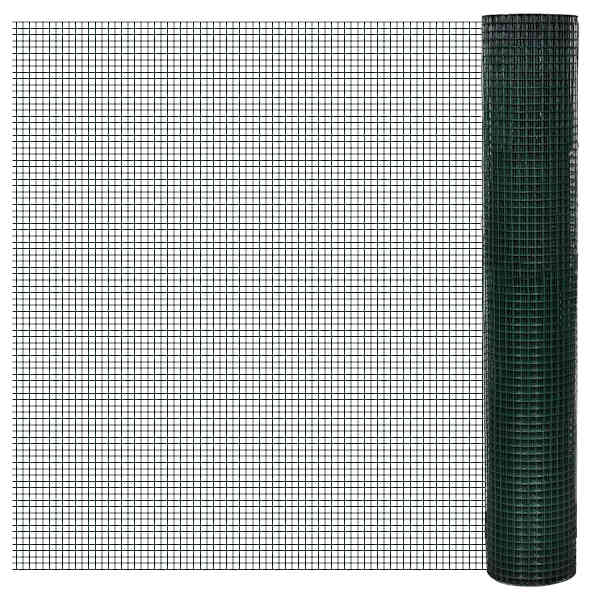vidaXL kanade traataed tsingutud PVC kattega 10 x 1 m, roheline