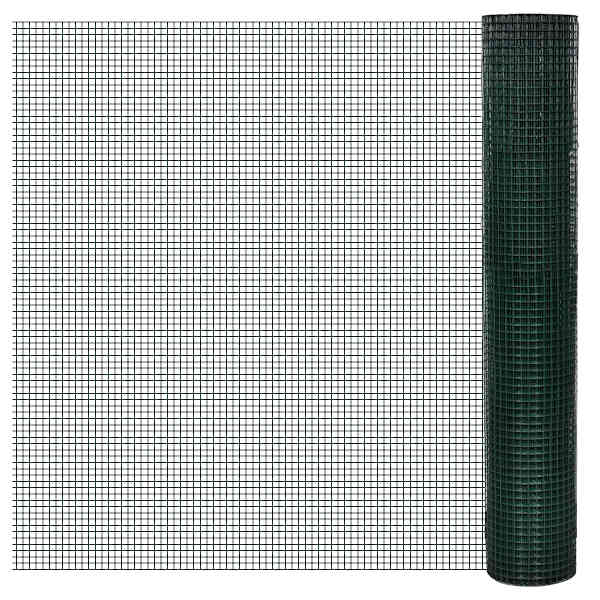 vidaXL kanade traataed, PVC-kattega tsingitud teras, 25x1 m, roheline