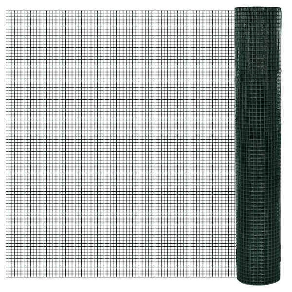 vidaXL kanade traataed, PVC-kattega tsingitud teras, 25x1 m, roheline
