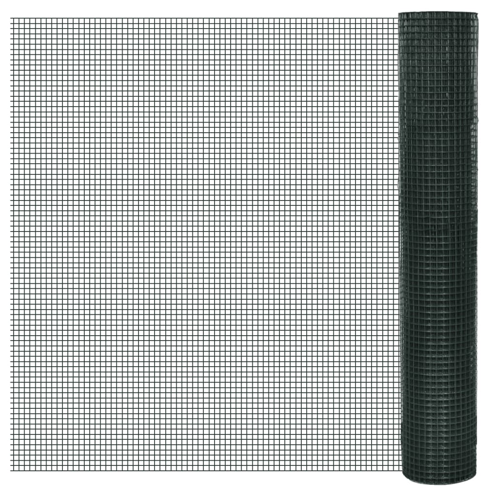 vidaXL Drahtzaun für Hühner Verzinkt mit PVC-Beschichtung 25x1 m Grün