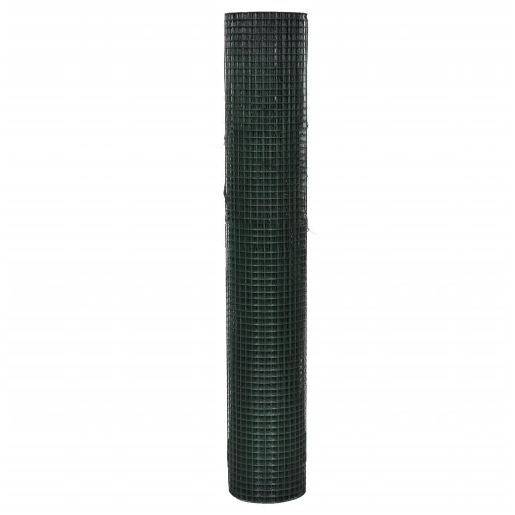 

vidaXL Kippengaas 25x1 m gegalvaniseerd staal met PVC-coating groen