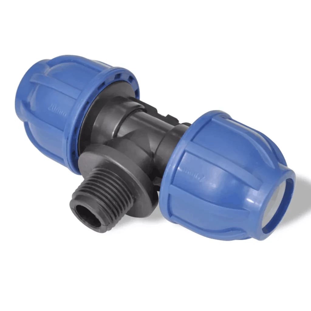 PE buis connector Male-T fitting 16 bar 25mm tot 3/4 inch (2 stuks)