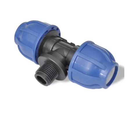 PE buis connector Male-T fitting 16 bar 32mm tot 1/2 inch (2 stuks)