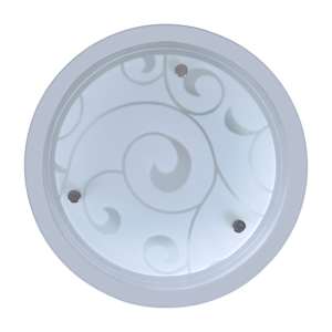 Lubų &scaron;viestuvas, stiklinis, apvalus 1 x E27, su pie&scaron;iniu