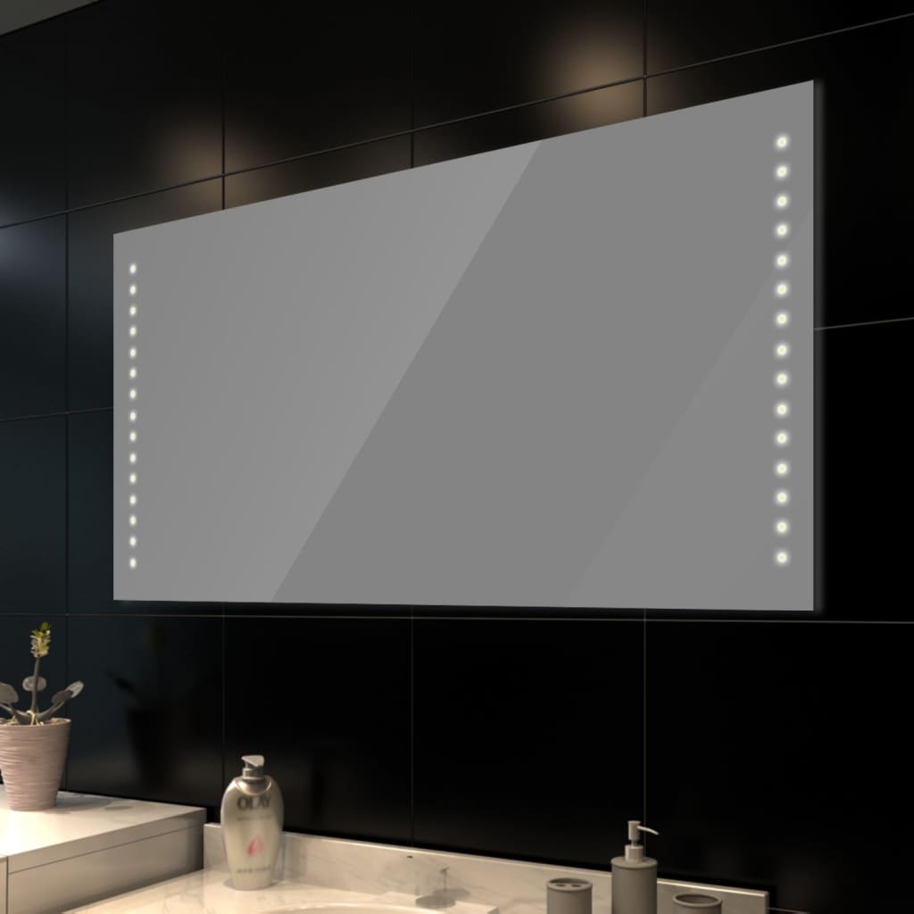 vidaXL badeværelsesspejl med LED-lys til væggen 100 x 60 cm (L x H)