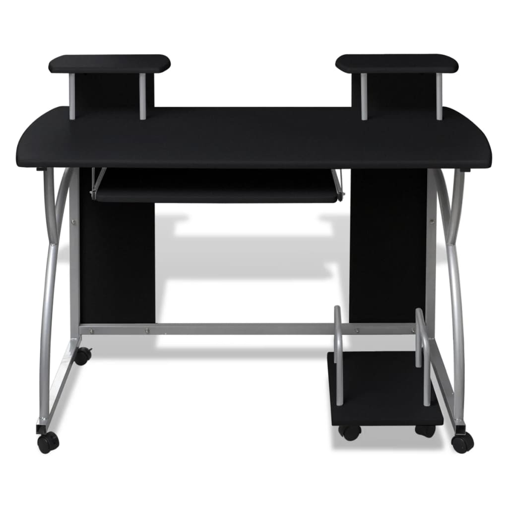 Počítačový stůl s výsuvnou deskou pro klávesnici černý
