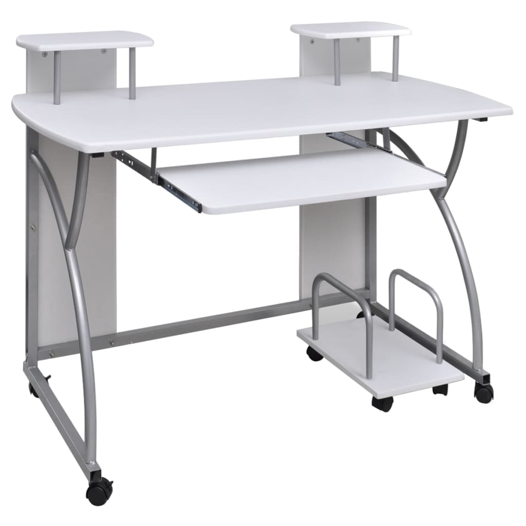 Image of vidaXL Computer Desk with Pull-out Keyboard Tray White