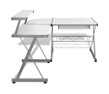 Computer Desk Workstation With Pull Out Keyboard Tray White Vidaxl Com Computer Desk Workstation With Pull Out Keyboard Tray White 4 6