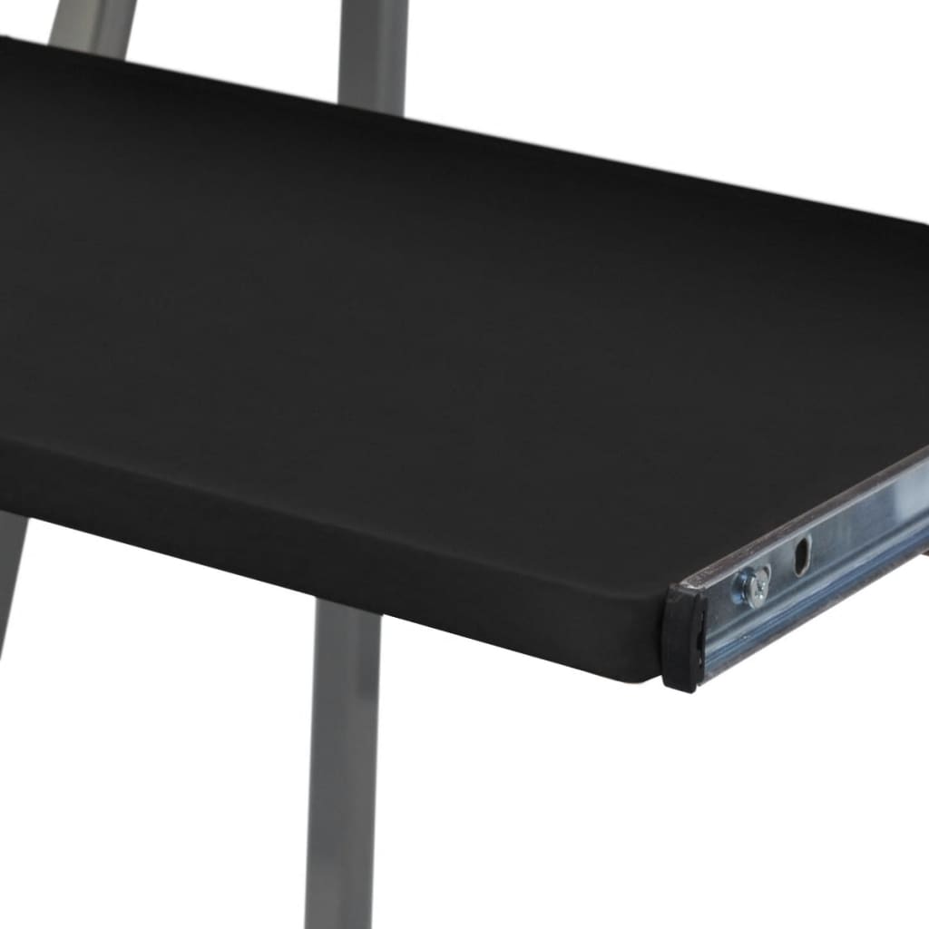 Petrashop  PC stůl s vysouvací deskou na klávesnici a horní poličkou černý