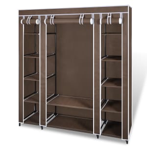 vidaXL Armário tecido c/ compartimentos e varões 45x150x176cm castanho