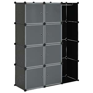 vidaXL kapp 9 sektsiooniga, must ja valge, 109x36,5x143 cm