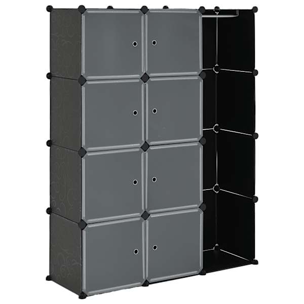 vidaXL kapp 9 sektsiooniga, must ja valge, 109x36,5x143 cm
