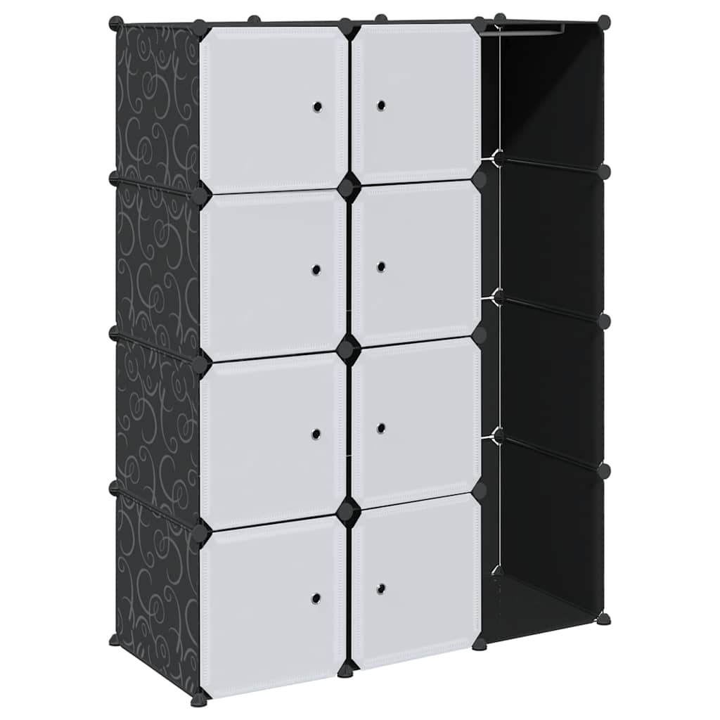 vidaXL Modulární skříň s 9 přihrádkami 109x36,5x143 cm černobílá