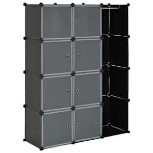 vidaXL kapp 9 sektsiooniga, must ja valge, 109x36,5x143 cm