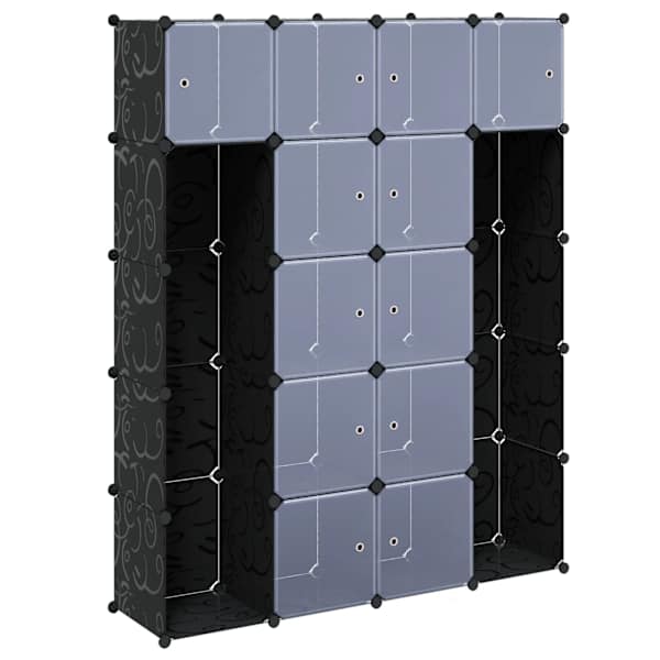 vidaXL modulaarne kapp 14 sektsiooni must ja valge 37 x 146 x 180,5 cm