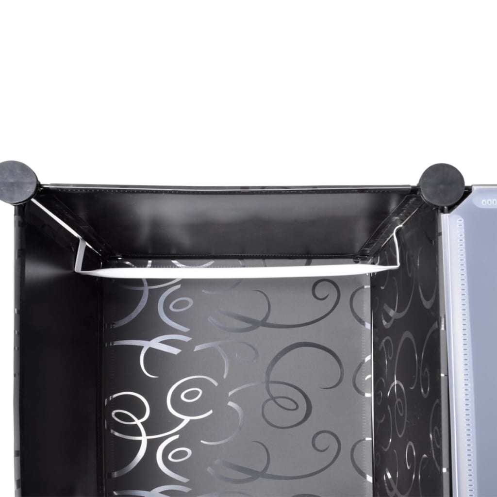 Modulární skříň s 14 přihrádkami černobílá 37 x 146 x 180,5 cm