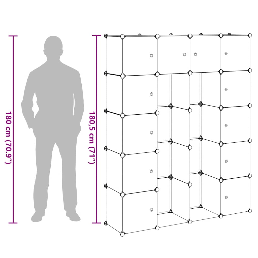 Moduulikaappi 14 lokeroa 37 x 146 x 180,5 cm valkoinen - Image 9