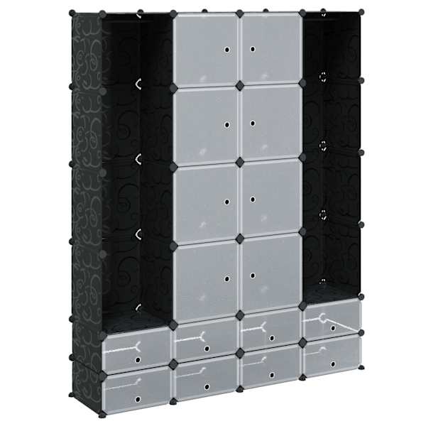 vidaXL modulaarne kapp 18 sektsiooni must ja valge 37 x 146 x 180,5 cm
