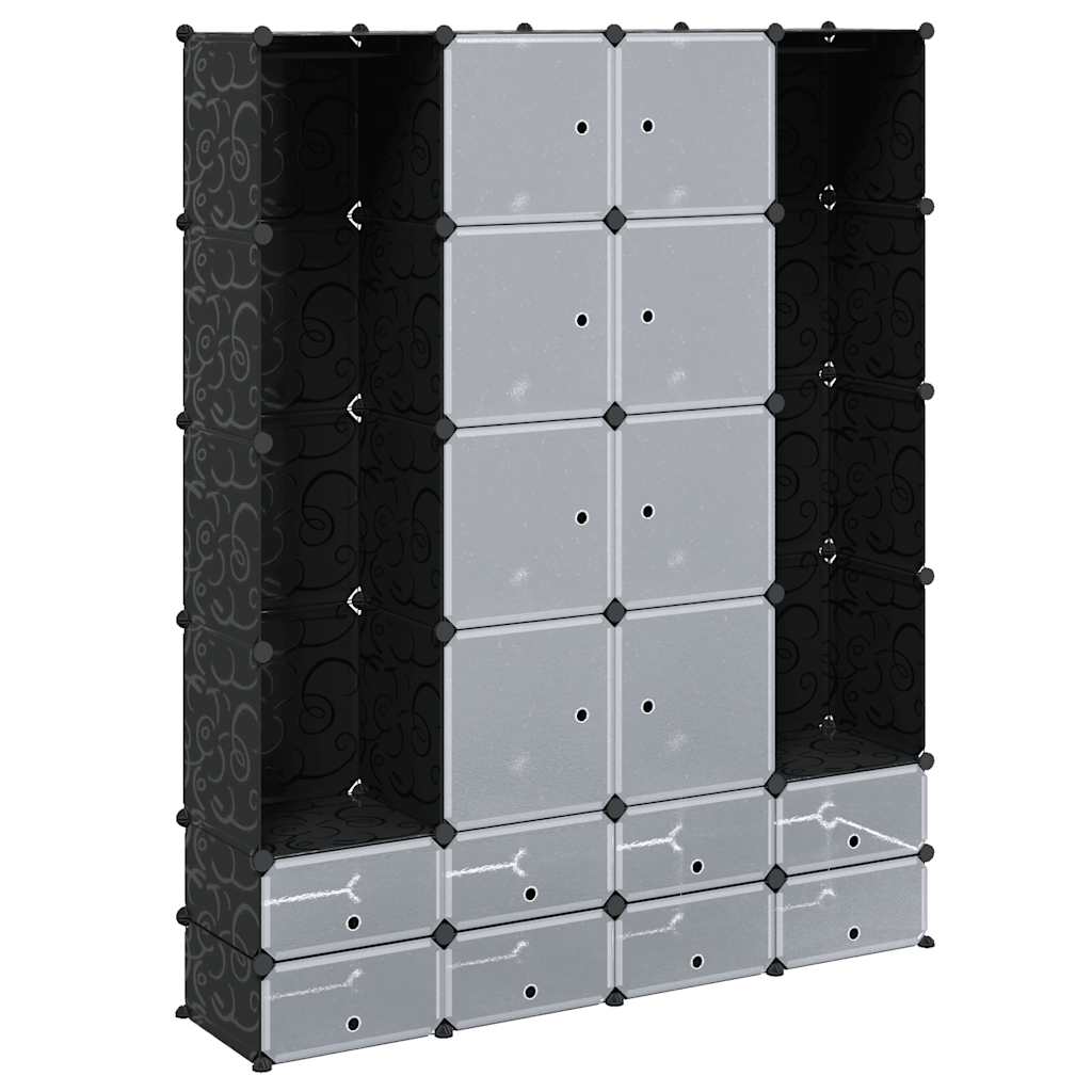 E-shop vidaXL Modulárna skrinka, 18 priečinkov, čierna a biela 37x146x180,5cm