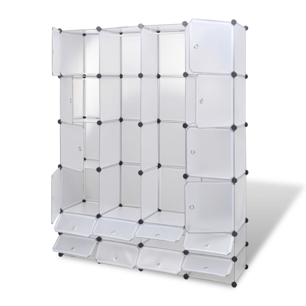 vidaXL Modulaire kast met 18 compartimenten wit 37 x 146 x 180,5 cm